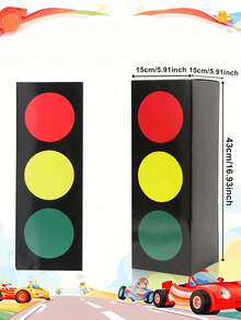 Racing Theme Traffic Light Box - Traffic Signal Centerpiece Decor, Perfect For Race Car Birthday Party Supplies, Table Centerpiece & Party Backdrop Decorations - Multicolor - View 3