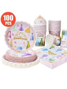 Pratos, Guardanapos e Copos Descartáveis Verde Sálvia, Pratos, Guardanapos e Copos Verde Sálvia para Suprimentos de Festa, Adequado para 25 Convidados, Pratos de Papel Descartáveis e Utensílios de Mesa para Festa Adequados para Aniversários, Casamentos e Piqueniques Familiares - Multicolorido - Visão 1