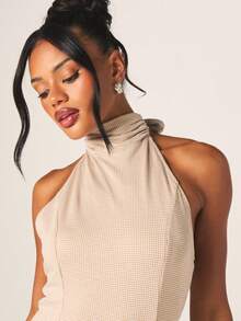 MISSGUIDED Women's Halter Neck Mini Dress With Tie Back Detail And Ruffle Hem For Party Cocktail Summer Occasions - Multicolor - View 5