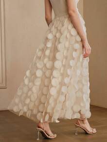 Anewsta Chân váy lưới chữ A thanh lịch, chất lượng cao, size tiêu chuẩn dành cho nữ, phù hợp cho các dịp hàng ngày, hẹn hò và công sở. - Màu be - Xem 7