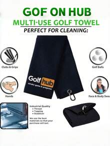 Golfhub Golf Towel – Men's Golf Accessories – Gifts For Men And Women – Embroidered Fun Golf Towel - Black Yellow White - View 6