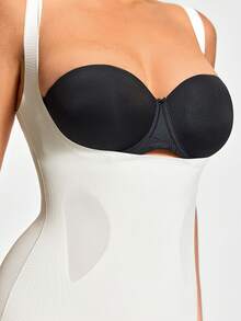 SHAPORA 1pc White Comfortable Minimalist Women's Shapewear Bodysuit - White - View 4