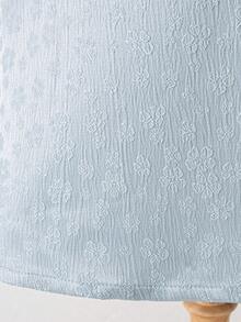 Elladie kids 1pc Girls Summer New Loose Fit Collared Dress, Flared Sleeves, Mesh Design, Straight Silhouette, Simple Yet Fashionable & Elegant Princess Style - Blue - View 8