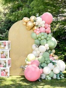 1PC Stretch Spandex Wedding Arch Cover & Photo Booth Backdrop - Seamless Solid Color Fabric For Outdoor Ceremony, Stage Divider, Event Decor - Gold - View 3