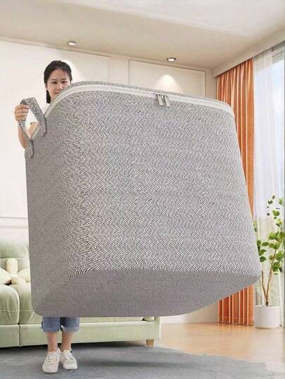 1pc - Large Capacity Foldable Clothing Storage Box, With Lid, Space-Saving Design, Non-Woven Fabric Material, Reinforced Handle, Suitable For Moving, Organizing Home, Storing Clothes And Under The Bed.