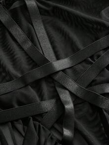 ROMWE Goth 女士哥特式五芒星性感网纱连体衣 - 黑色 - 查看 3