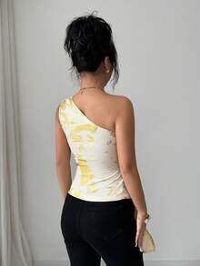 Rafferiza Women's Spring/Summer Sleeveless Tank Top, Gold Foil Fabric, Backless Halter Tank Top - Apricot - View 2