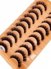 HBZGTLAD 10 Pairs Soft, Fluffy And Natural Long 3D Faux Mink Eyelashes Set For Makeup - Cat Eye Lashes - View 10