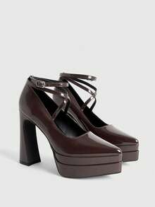 CUCCOO LuxiPop Women's Pointed Toe Buckle Design Fashion High Heel Sandals For Daily Wear - Coffee Brown - View 3