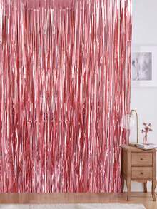 1/2/4pcs Bright Pink Tinsel Curtain Backdrop Decor For Birthday Gender Reveal Baby Shower Bridal Party Wedding Celebration Photo Booth Background Props - Pink - View 9