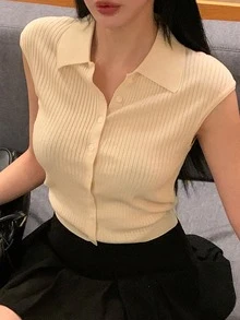 DAZY Women's Solid Ribbed Elastic Fitted Turtleneck Batwing Sleeve Casual Vacation Lightweight Knit Top, Summer - Yellow - View 5