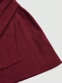 Sweetra Plus Size Two Pieces Set,Corduroy Dual-Color Wine Red & Black,Autumn Elegant Office Waist-Cinching Fitted Mini Skirts, Wrap Skort Curve Skirts - Multicolor - View 12