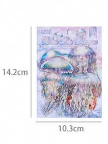 5pcs Set Ocean Waltz Jellyfish Sticker Pack, Cross-Border PET Waterproof Stickers, High-End Aesthetic Journal Decorative Stickers - suit - View 2