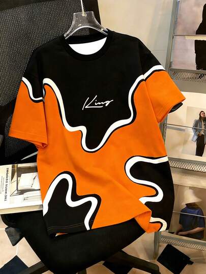 Manfinity Joysei Duck Pattern Print Design On Abdominal Muscles, Men's Fashionable Summer Casual Sportswear, Men's Top