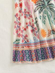 Swim Vcay 泳装度假夏季休闲女式罩衫连衣裙，简约印花短袖沙滩度假宽松连衣裙 - 彩色 - 查看 5