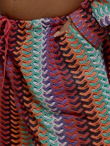 MUSERA 加大码抽绳腰钩编针织阔腿度假休闲可爱浪漫夏季性感沙滩曲线女款 - 玫紅色 - 查看 5