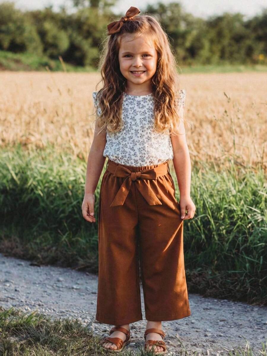 Emery Rose Kids Emery Rose Kids 两件套少女碎花休闲衬衫和裤子套装 - 彩色 - 查看 1