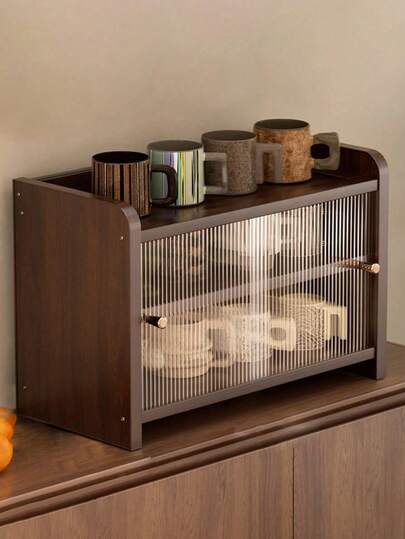 1 Acrylic Storage Cabinet - Desktop Cup Holder, Desktop Storage Rack, Suitable For Home, Kitchen, Bedroom, Living Room, Desktop Storage Rack, Coffee Cup And Tea Set Storage Cabinet, Storage And Organizing Rack, Dustproof Cup Holder, Home Storage, Modern Design, Simple Storage Box, Essential For Kitchen, Home Collection Accessories