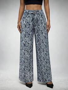 SHEIN Tall 女士复古佩斯利印花牛仔裤 - 彩色 - 查看 1