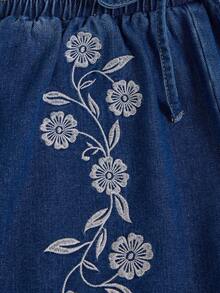 GlowEve 夏季休闲刺绣抽绳腰牛仔短裤 - 藍色 - 查看 8