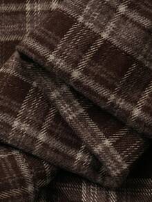 DAZY Contrast Color Plaid Loose Capri Pants, Casual Women Trousers For Spring & Autumn - Brown - View 3