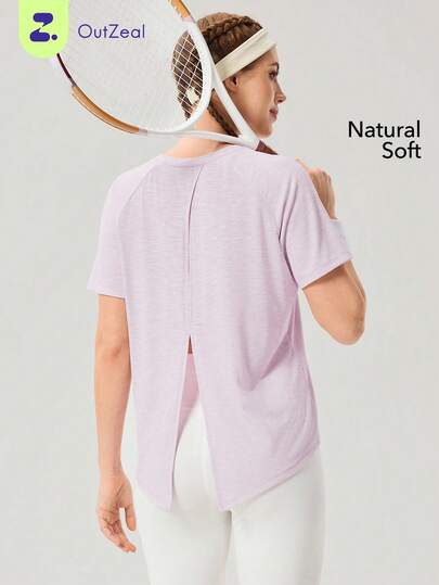 OutZeal 女士户外T恤 健身运动 柔软弹力短袖后开衩下摆 户外上衣