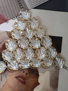 Swim Vcay 2026 Spring/Summer Sexy Bestselling Metal Cover-Up With Gold Trim & Shell Design, Bikini - White - View 7