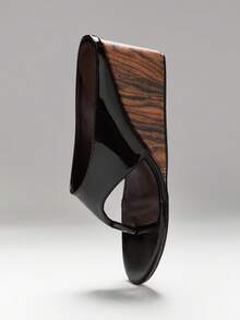 SHUZIA Women's Comfort Minimalist Thong Strap Wedge Sandals - Chocolate Brown - View 7