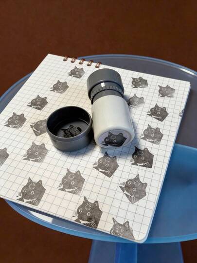 Joivida 便携式光敏树脂印章套装 - 可爱故障猫图案，速干透明印章，适用于DIY手工、日记和礼品包装