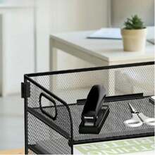 3 Tier Mesh Trays Paper Organizer With Handle, Black, White, Pink, Purple Desk File/Letter Sorter, Large Capacity Multi-Purpose Storage For Office, Home, School - Easy To Install - Multicolor - View 3