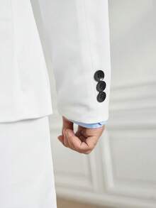 Officeau Men's Minimalist Solid Color Suit Jacket And Trousers Set White Men Suit - White - View 7