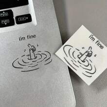I'm Good "Fun Satirical Metal Sticker - Waterproof Glossy Paper Laptop Sticker, Humorous" I'm Good "Design, Easy To Tear And Stick, Suitable For DIY Technology Accessories (Disposable) - Silver - View 1
