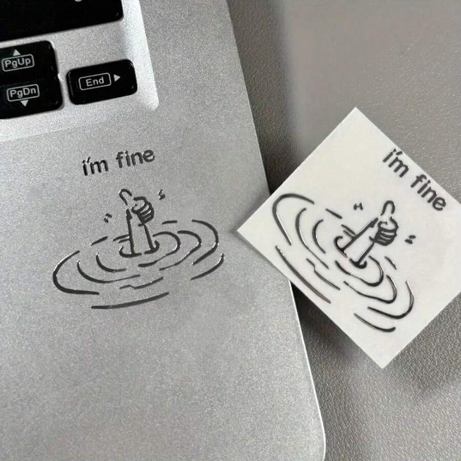 I'm Good "Fun Satirical Metal Sticker - Waterproof Glossy Paper Laptop Sticker, Humorous" I'm Good "Design, Easy To Tear And Stick, Suitable For DIY Technology Accessories (Disposable) - Silver - View 1