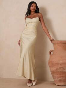 Enchnt 优雅蕾丝拼接提花吊带裙（女款） - 淺粉色 - 查看 5