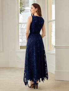 MOTF PREMIUM WOMEN'S EMBROIDERED DRESS, SUITABLE FOR DAILY WEAR AND DATES, SPRING/SUMMER - Navy Blue - View 3