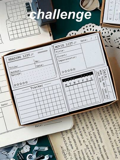 Vintage Challenge DIY Journal Kit För Daglig Planering Vanespårare Schema Checklista Scrapbookingtillbehör Hantverk Skrivbordsmaterial Minnebok Material