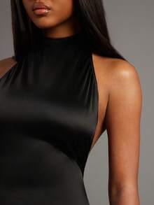 NYA SZN 高领修身薄纱下摆长连衣裙 - 黑色 - 查看 5