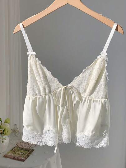 Comfortcana Women's Elegant Solid Color Lace Patchwork Camisole For Summer