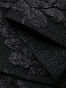 FRIFUL Đầm dài thanh lịch cổ tròn tay bồng họa tiết hoa jacquard dành cho nữ - màu đen - Xem 8