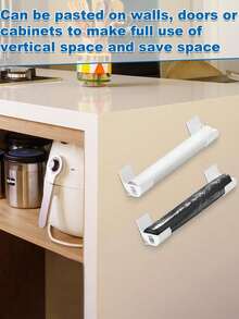6pcs Hole-Free Garbage Bag Storage Rack, Wall-Mounted Kitchen Organizer, Adjustable Angle For Storing Garbage Bags, Umbrellas, Curtain Rods, Rolling Pins, Cling Wrap, Foil, Suitable For Home, Restaurant, Hotel, Can Be Given As Gifts On Holidays Like Father's Day And Mother's Day - Multicolor - View 3