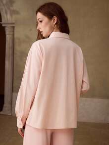 MOTF PREMIUM WOMEN'S ROMANTIC ROSE EMBROIDERED COTTON SHIRT - Pink - View 3