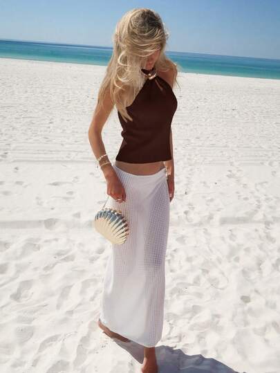 Sydney Algeri 2025新款女士金属装饰吊带针织上衣