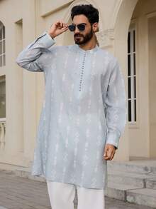 DAZY Multi-Color Floral Print Button-Down Long Sleeve Long Shirt For Men, Spring/Summer - Multicolor - View 6