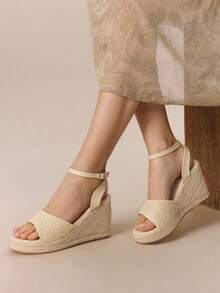 Styleloop Sandale cu platformă și șireturi, pentru femei, casual, versatile, în culoare solidă, potrivite pentru ținute de vacanță și articole esențiale de călătorie - Aur deschis - Vizualizare 3
