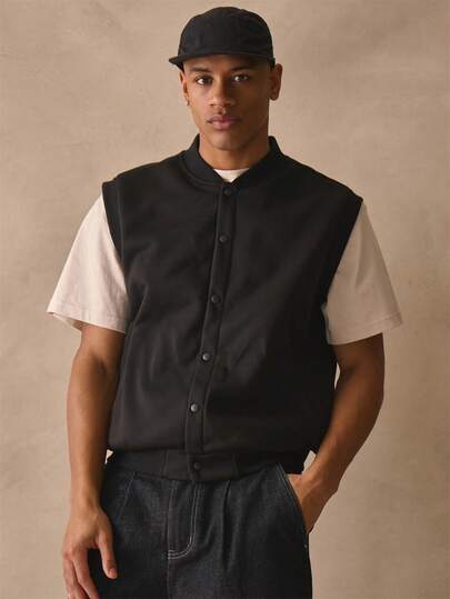 Musero Oversized Sleeveless Jersey Vest Style Stud Button Through Tank Top Spring Summer Essentials Lounge Comfort