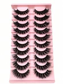 10 Pairs 5D Luxury Synthetic Mink Lashes, Long Lasting Natural Drama, Volumized, Fluffy, Sweet 3D False Eyelashes, Create Charming Appearance - Reusable And Easy To Apply Strip Lashes,Lashes,Eyelashes,Fake Lashes - Fluffy Lashes - View 3