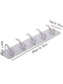 1PC Punch-Free Six-Row Hook Strong Sticker Seamless Wall-Mounted Coat Hook Bathroom Bathroom Accessories Bathroom Tools - Clear - View 5