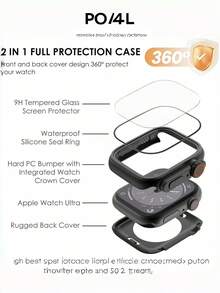 1pc Watch Screen Protector Case, Front And Back Cover Protection Case (Titanium) Watch Series 9/8/7/6/5/4/Series SE 2 45mm 41mm 44mm 40mm - Multicolor - View 4