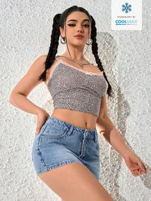 SHEIN PETITE Minifalda vaquera ajustada de talle bajo y sexy para mujeres - Azul - Ver 5