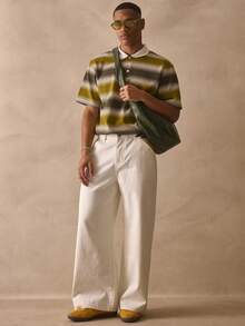 Pantalones vaqueros anchos y holgados con bolsillos traseros y bordado de marca "MUSERO", esenciales de primavera y verano - Blanco - Ver 1